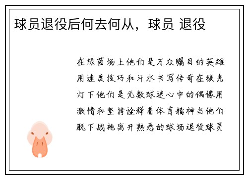球员退役后何去何从，球员 退役